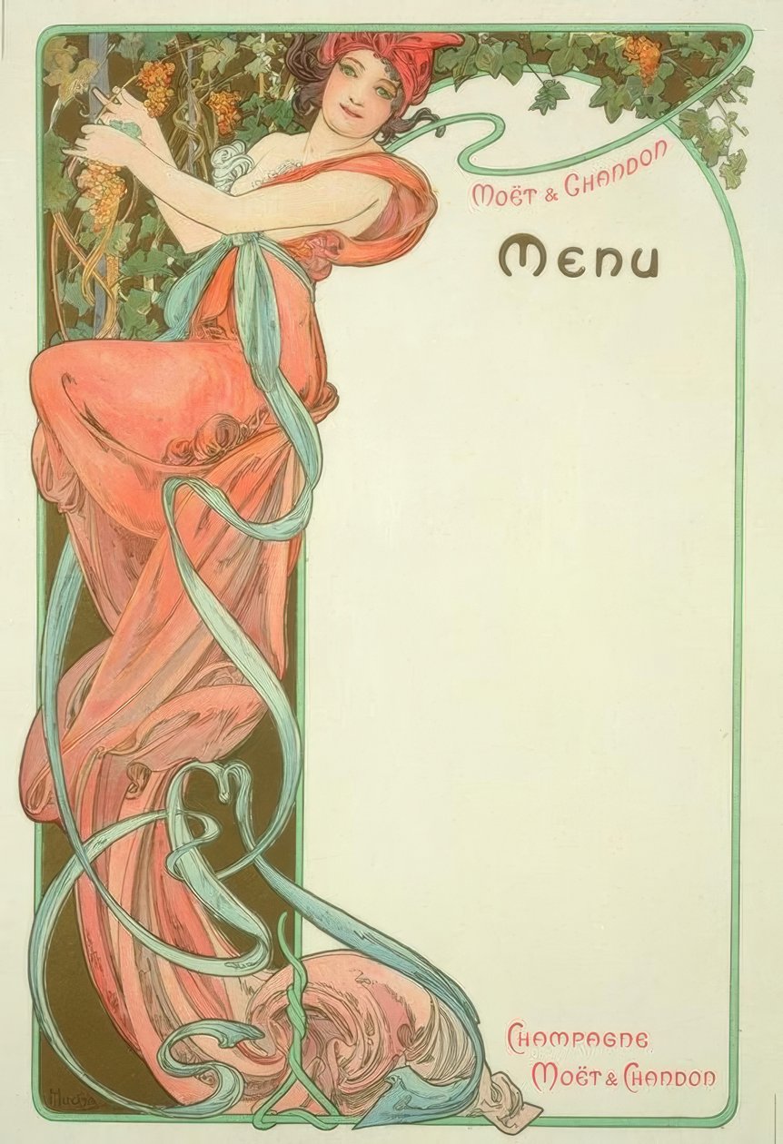 Moët & Chandon / Meny av Alphonse Mucha