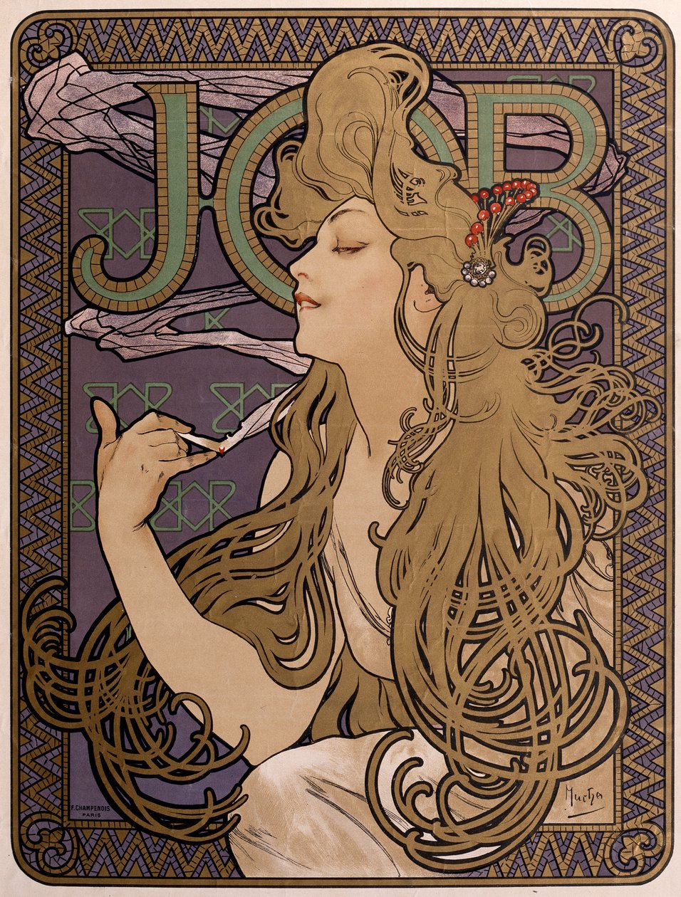 Affisch för jobbpapper, 1897 av Alphonse Mucha