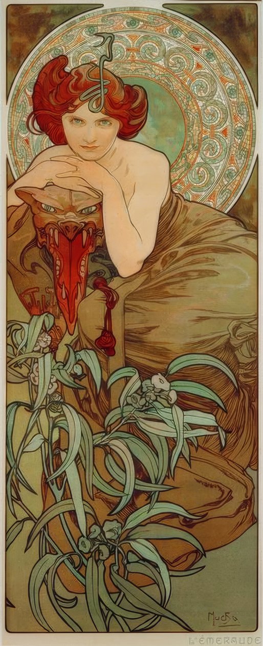 smaragd- av Alphonse Mucha