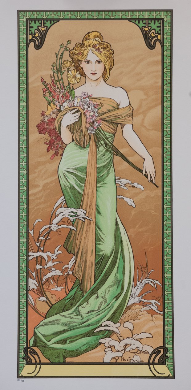 Vår från serien Les Saisons, 1900. av Alphonse Mucha