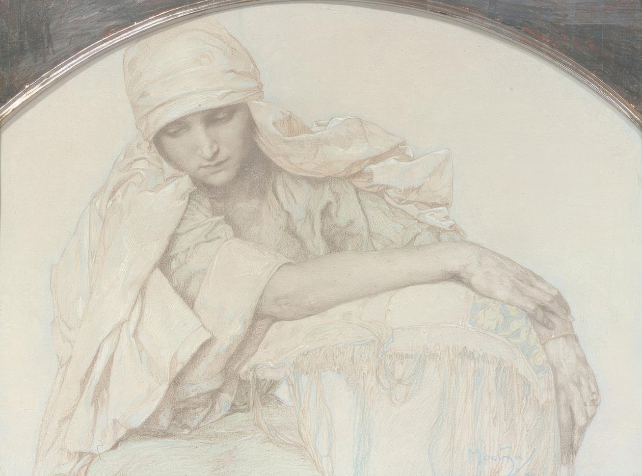 Studie av en ung kvinna av Alphonse Mucha
