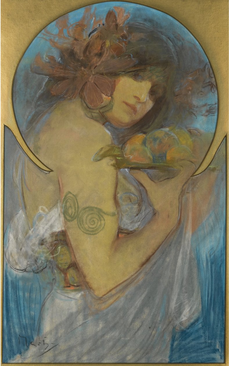 Studie För En Affisch Frukt av Alphonse Mucha