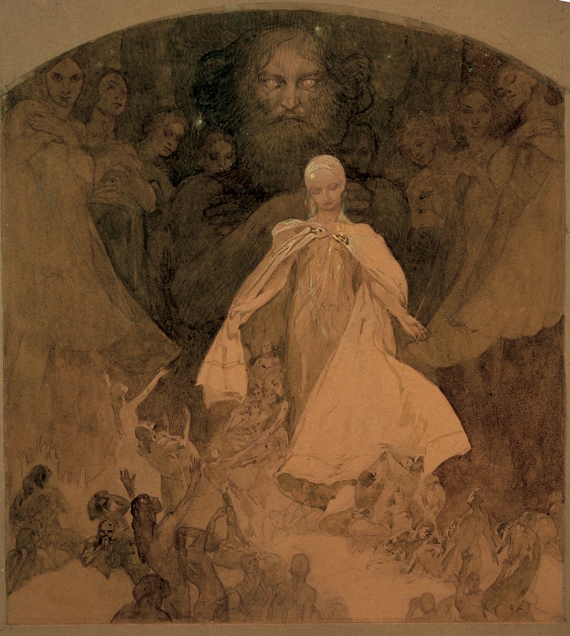 Studie för The Age of Wisdom. av Alphonse Mucha