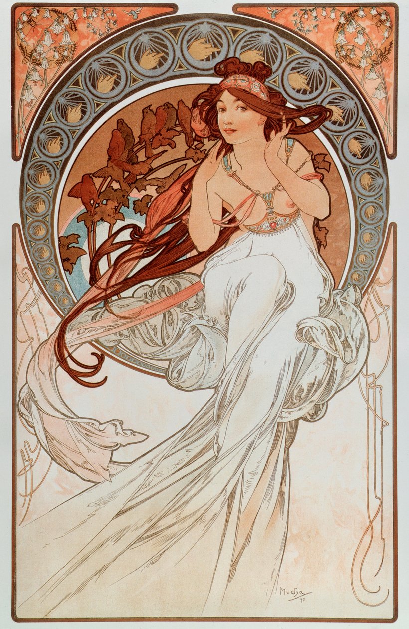 Musiken. Ur en serie litografier av Alphonse Mucha