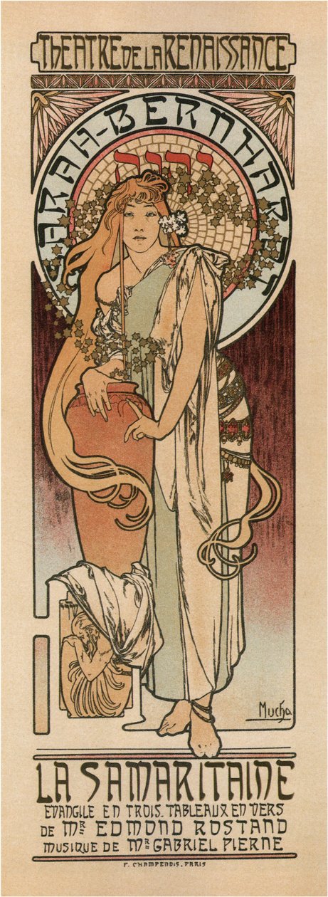 Affisch för kvinna i Samaria av Alphonse Mucha