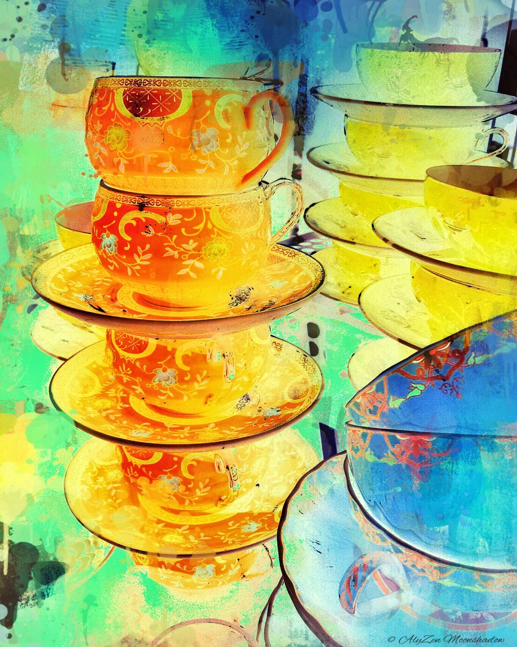 Orange and Gold Stack, 2014, (digital mixed media phoneography) av AlyZen Moonshadow