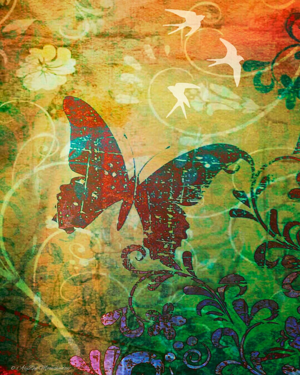 Butterfly Haiku, 2014, (digital mixed media phoneography) av AlyZen Moonshadow