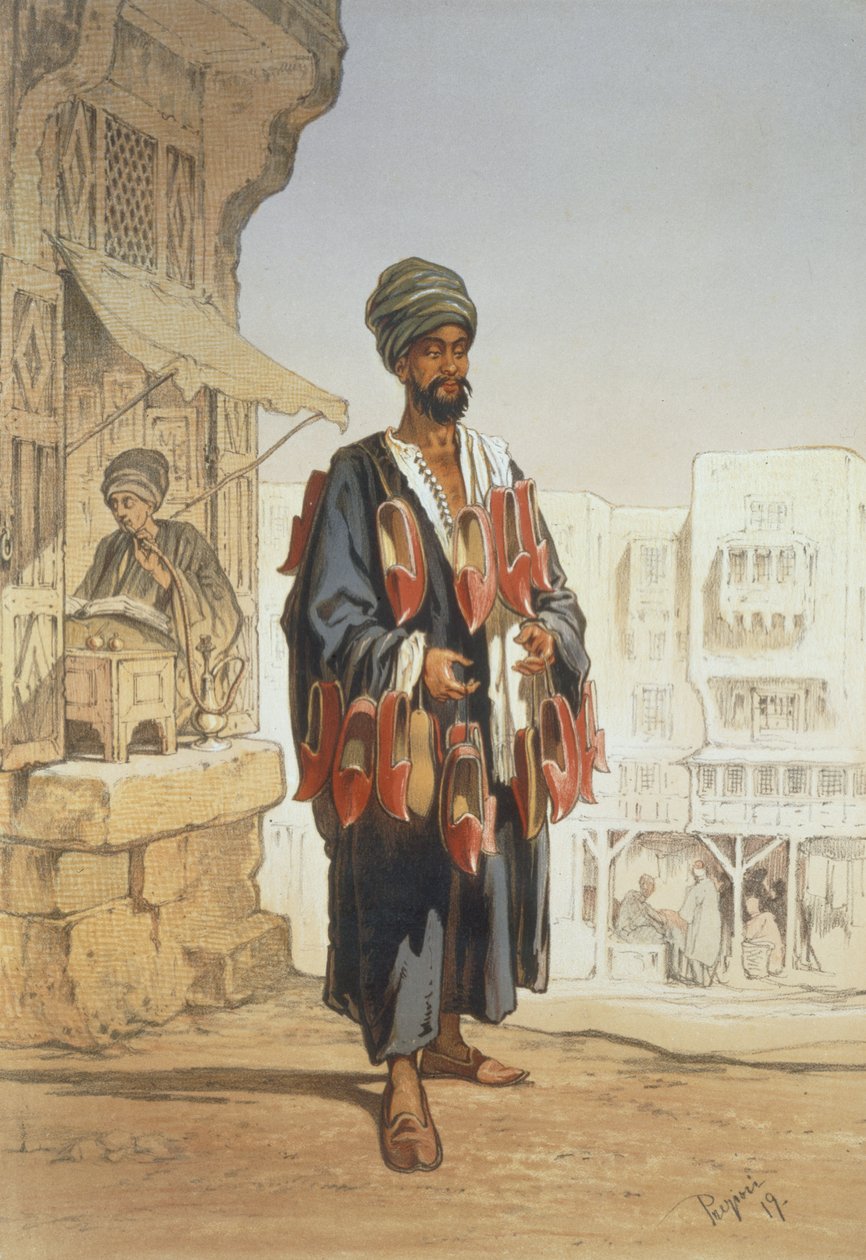 Toffelsäljaren, från Souvenir från Kairo, 1862 av Amadeo Preziosi