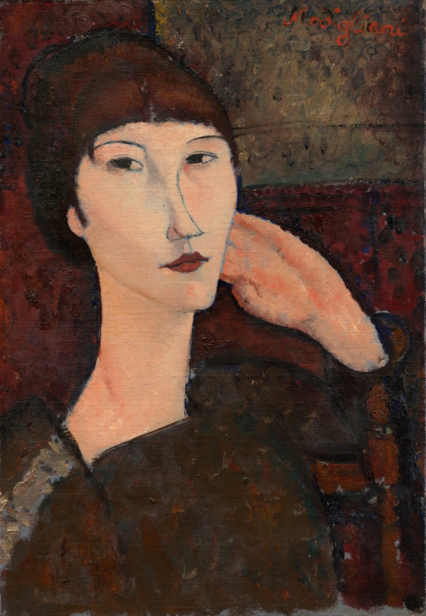 Adrienne Woman with Bangs, 1917. av Amedeo Modigliani