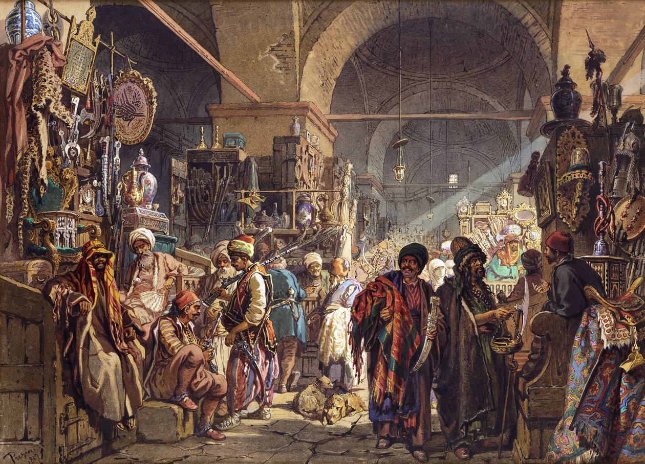 En turkisk basar, 1867 av Amadeo Preziosi