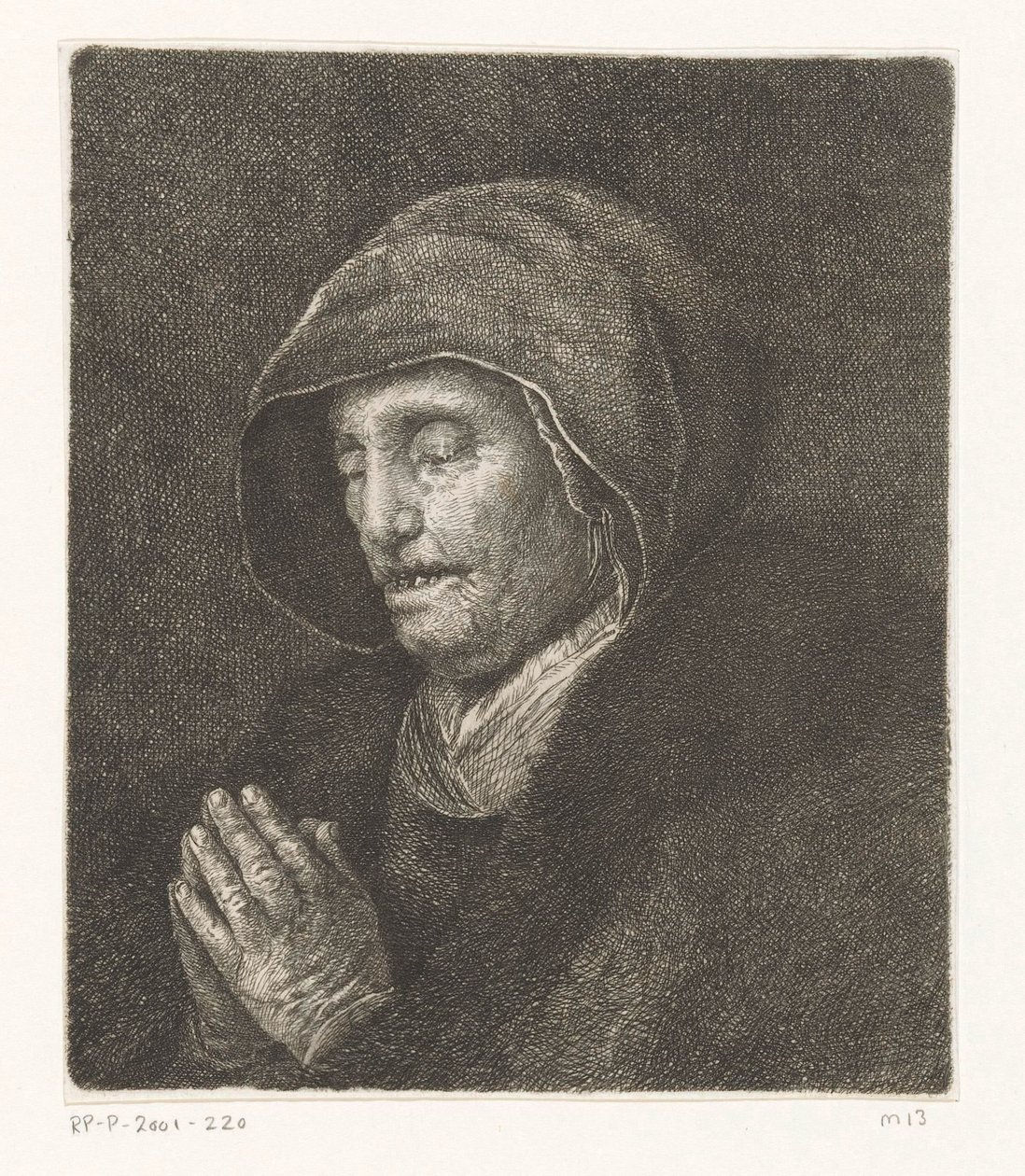 Gammal kvinna ber (Rembrandts mor) av Amalie Baader