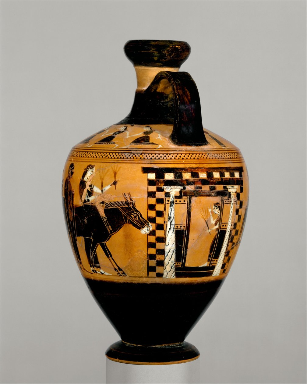 Terracotta lekythos, ca 550–530 f.Kr. (terrakotta) av Amasis Painter