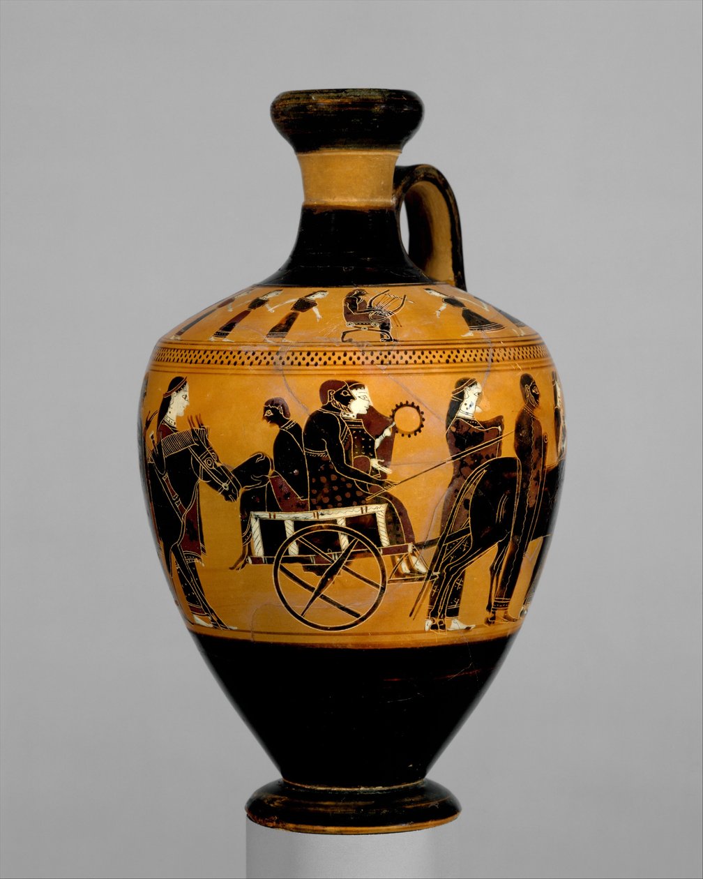 Terracotta lekythos, ca 550–530 f.Kr. (terrakotta) av Amasis Painter