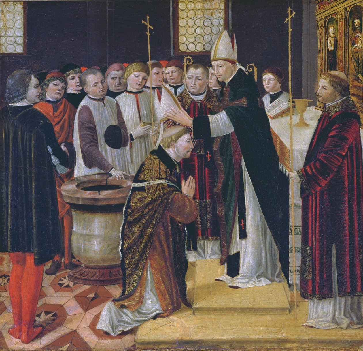 Prästvigning av St. Augustinus (tempera på panel) av Ambrogio da Fossano