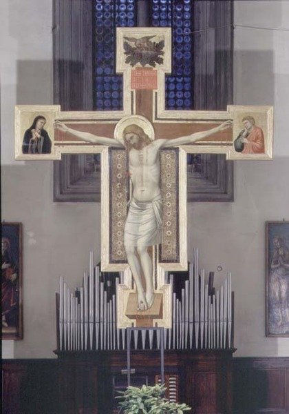Korsfästelsen (panel) av Ambrogio Bondone (workshop) Giotto