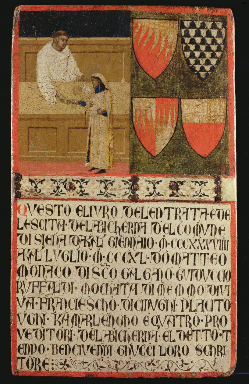 Skatteindrivare med skattskyldig, 1340 av Ambrogio Lorenzetti