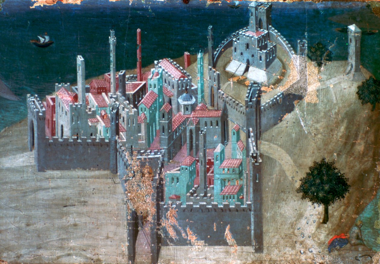 Utsikt över en kuststad, c1300-1348 av Ambrogio Lorenzetti