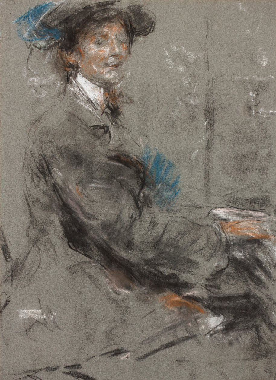 Dame Ethel Smyth (pastell på grått papper) av Ambrose McEvoy