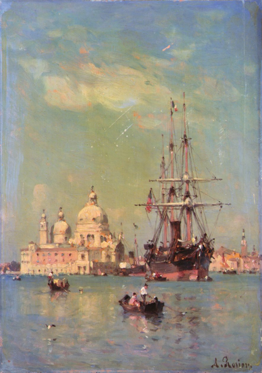 Utsikt över Venedig (olja på duk) av Amedee Rosier