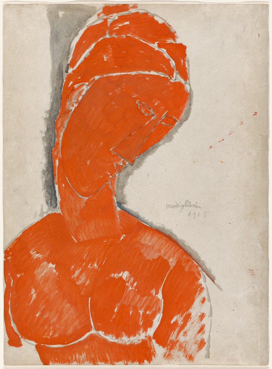Kvinnlig byst i rött av Amedeo Modigliani
