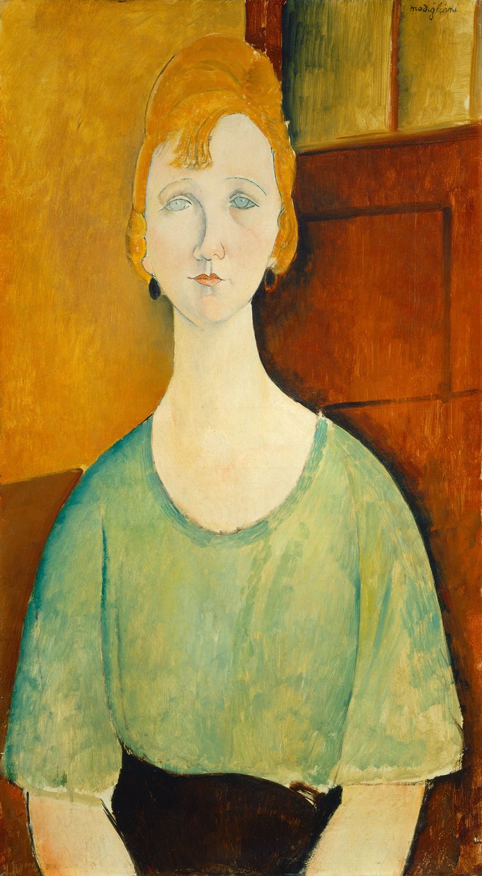 Flicka i en grön blus av Amedeo Modigliani