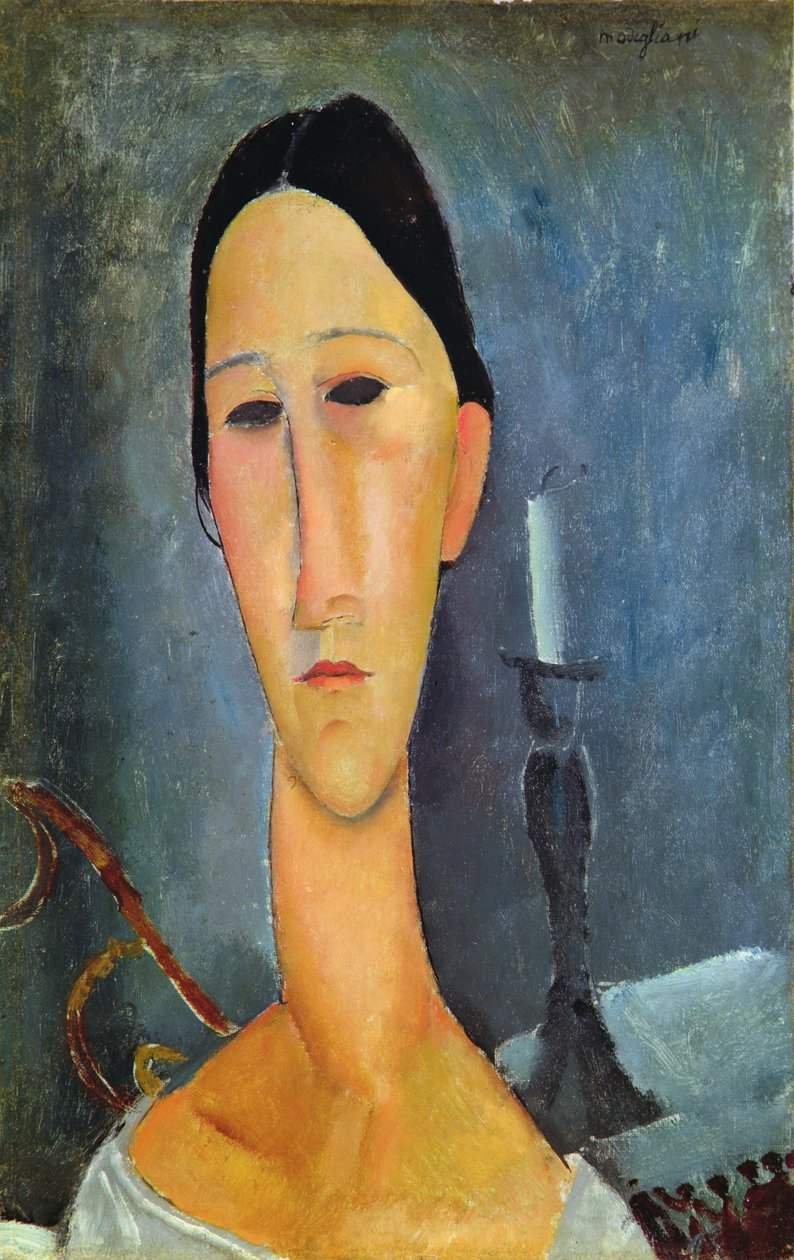 Hanka Zborowska med en ljusstake, 1919 av Amedeo Modigliani