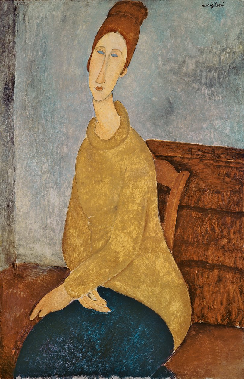 Jeanne Hebuterne i en gul byxa, 1918-19 av Amedeo Modigliani