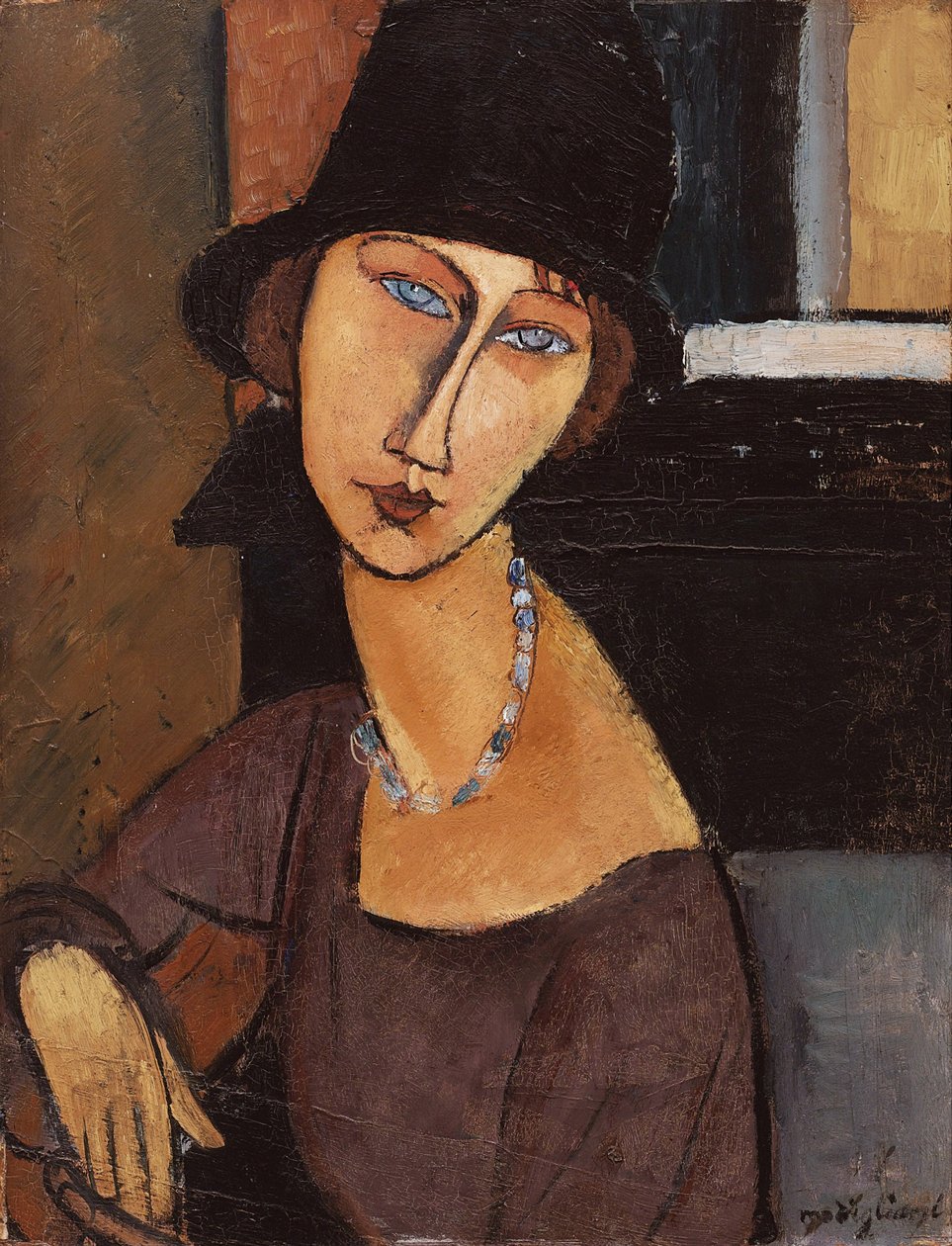 Jeanne Hebuterne med hatt, 1917 av Amedeo Modigliani