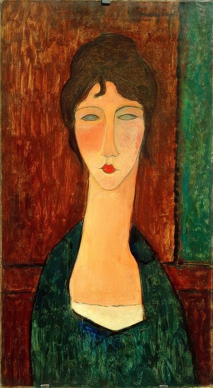 Ung kvinna med brunt hår (Elvira) av Amedeo Modigliani