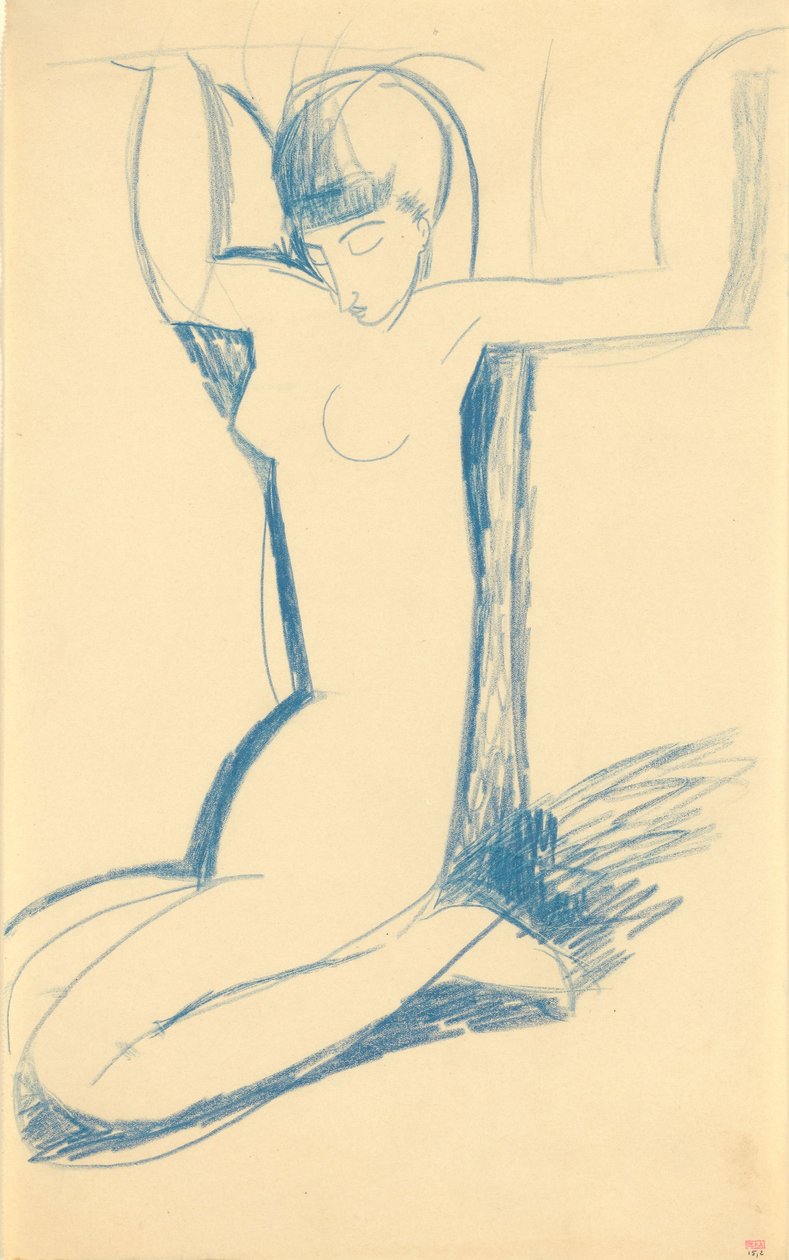Knästående blå karyatid (Anna Akmatova av Amedeo Modigliani