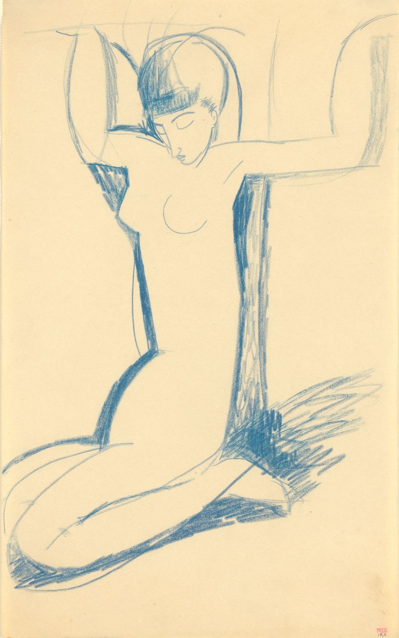 Knästående blå karyatid, ca. 1911 av Amedeo Modigliani