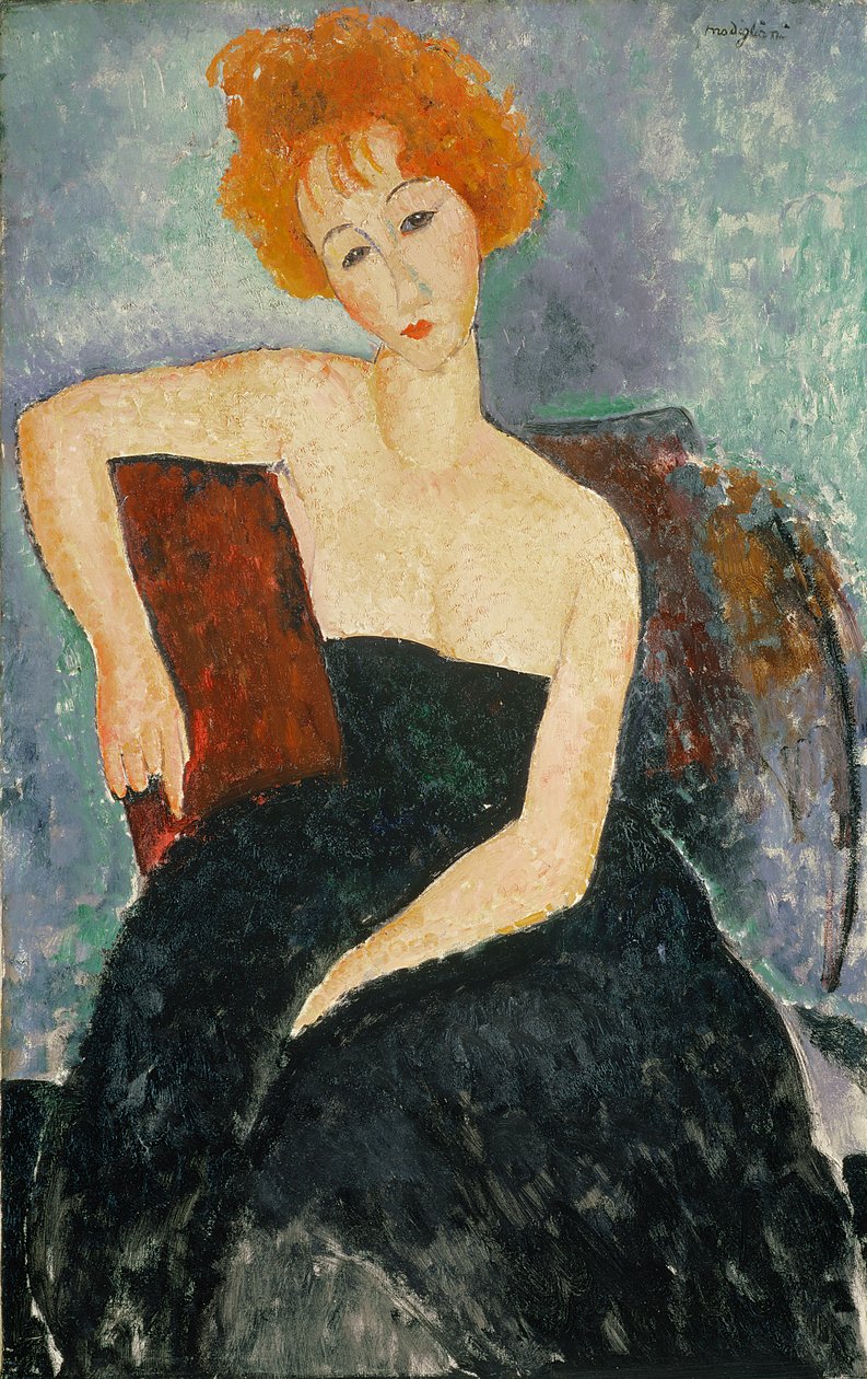 Rödhårig flicka i aftonklänning, 1918 av Amedeo Modigliani