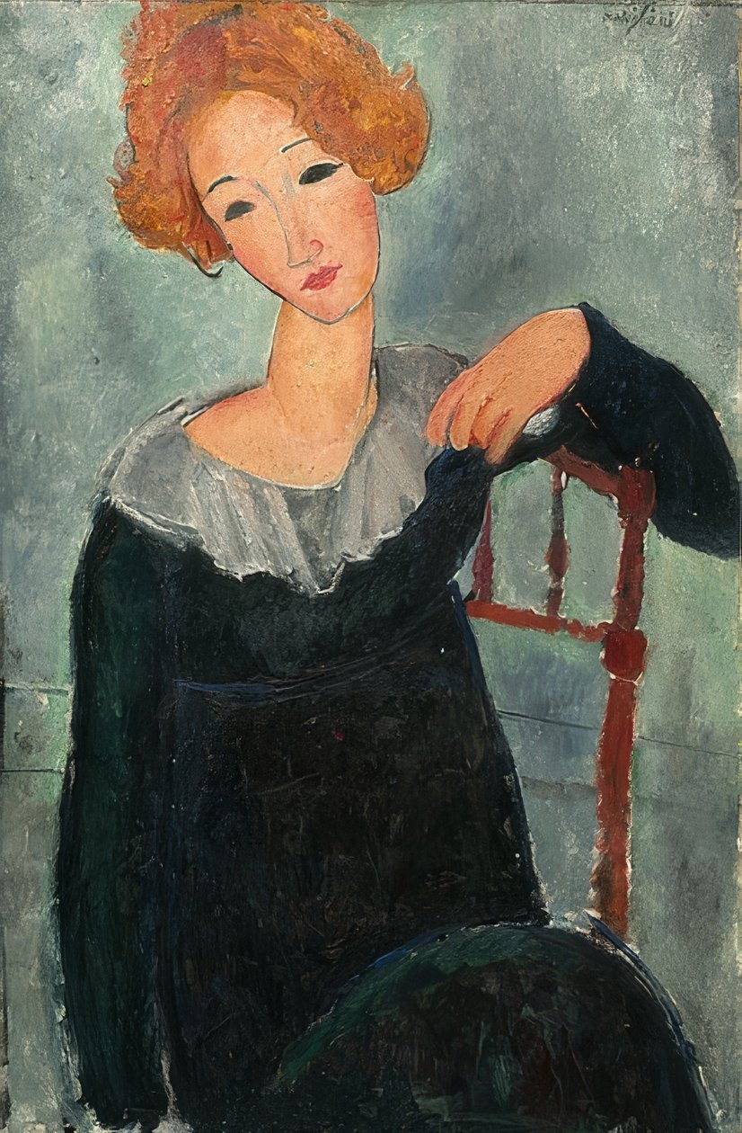 Rödhårig kvinna. 1917 av Amedeo Modigliani