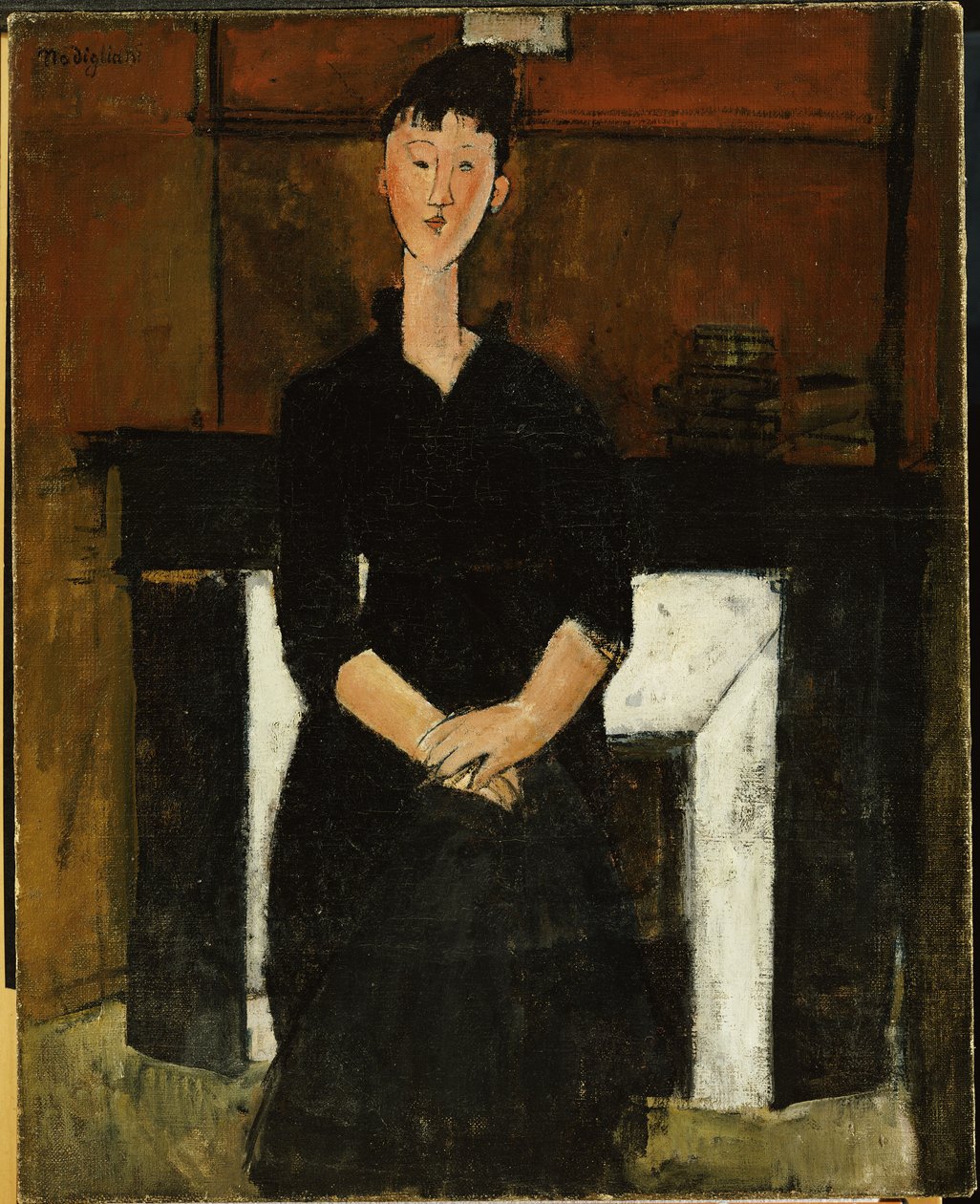 Kvinna vid en öppen spis, 1915 av Amedeo Modigliani