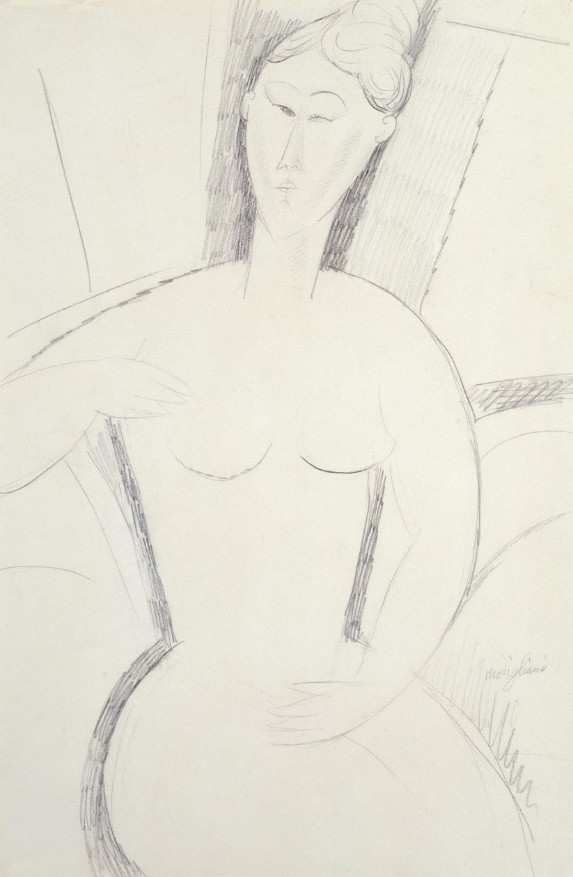 Kvinna som sitter ner (penna) av Amedeo Modigliani