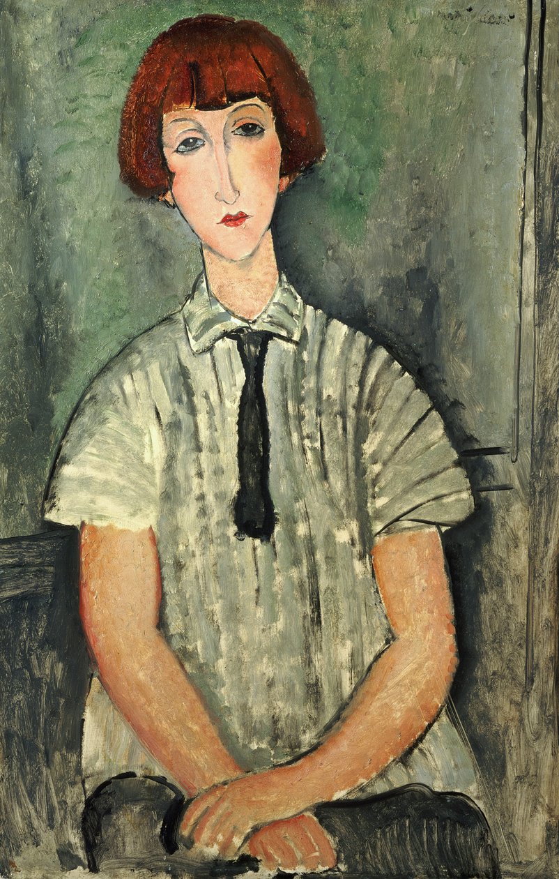 Ung flicka i randig skjorta, 1917 av Amedeo Modigliani