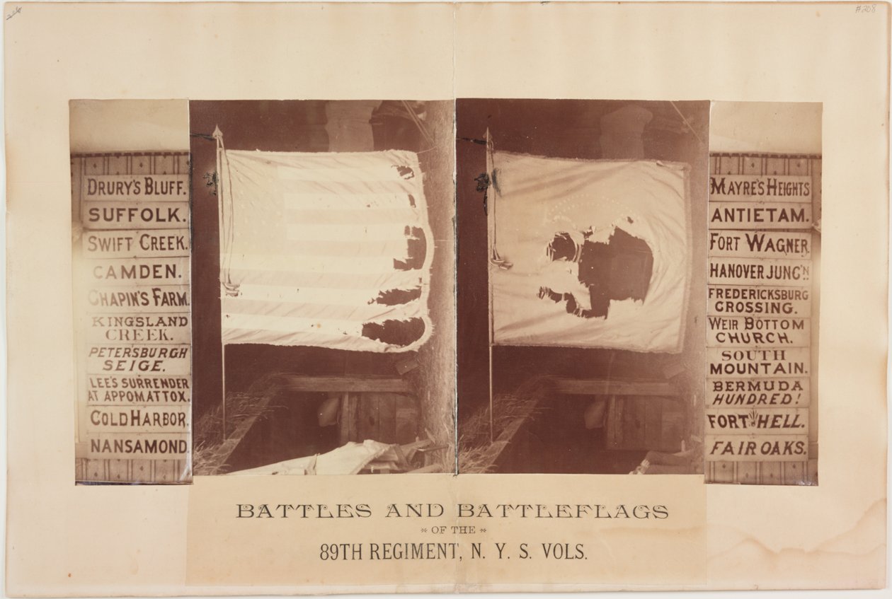 Battles and Battleflags of the 89th Regiment, N. Y. S. Vols., c.1870 (sepiafoto) av American Photographer