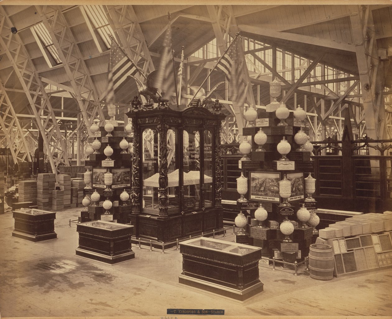 Kingsford, T., & Son, Oswego, N.Y., Exhibit 210, Agricultural Hall, Bldg., 1876 (albumintryck) av American Photographer
