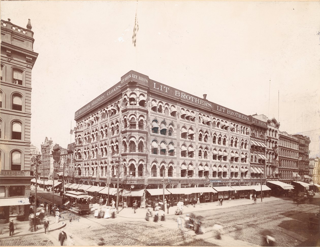 Lit Brothers, Market Street på 8:e, nordöstra hörnet, 1898 av American Photographer