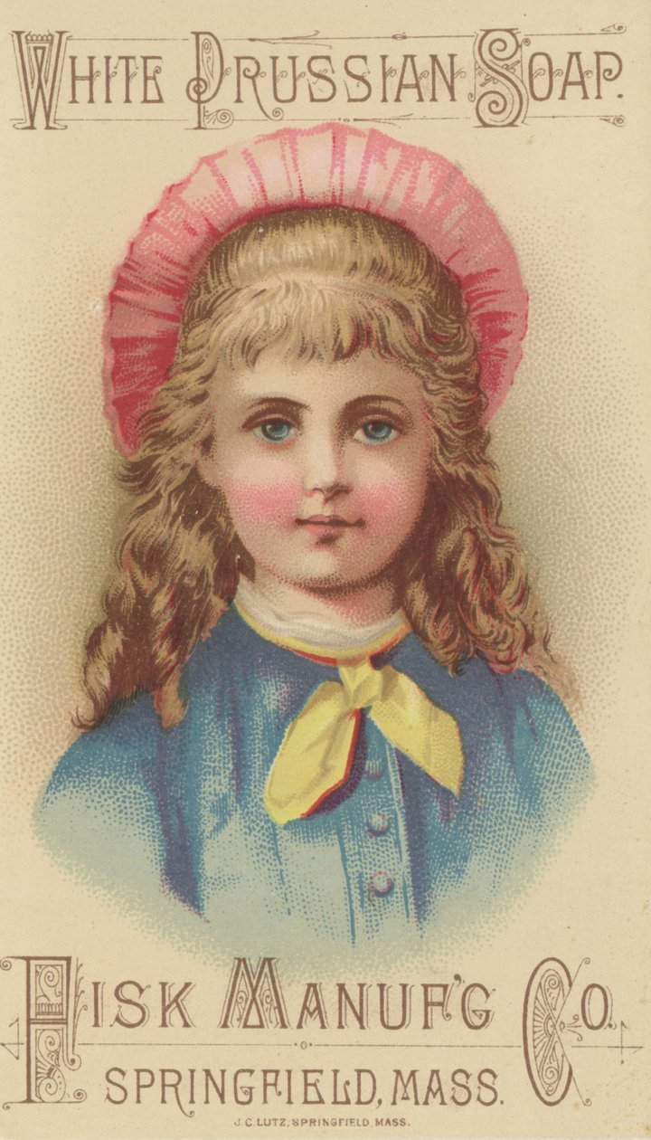Annons för Fisk Manufacturing Co. White Prussian Soap, c.1880 (volour litho) av American School