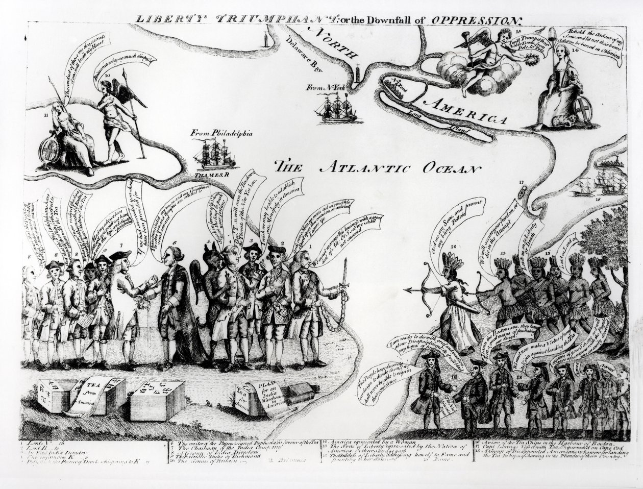 Liberty Triumphant, or the Fall of Pression, 1773 av American School