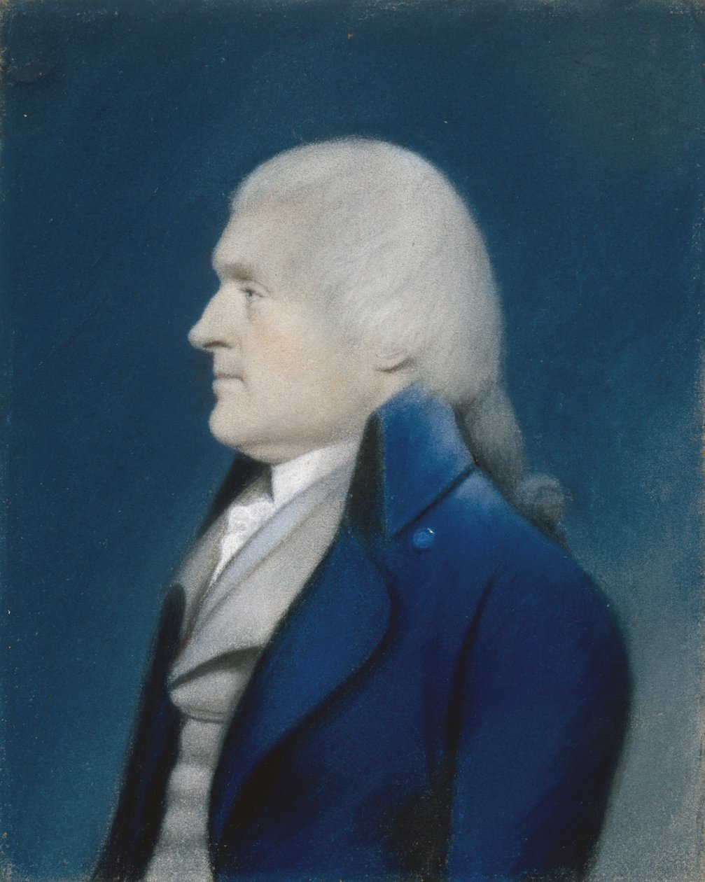 Porträtt av Thomas Jefferson, ca. 1800-1832 (pastell på grått papper) av American School