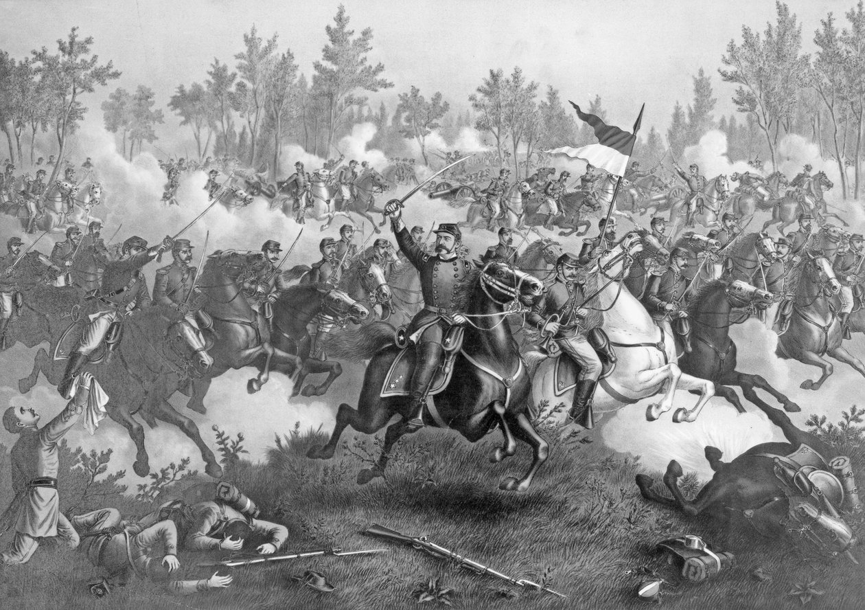 Slaget vid Cedar Creek, 19 oktober 1864, pub. av Kurz und Allison, Chicago, 1890 av American School