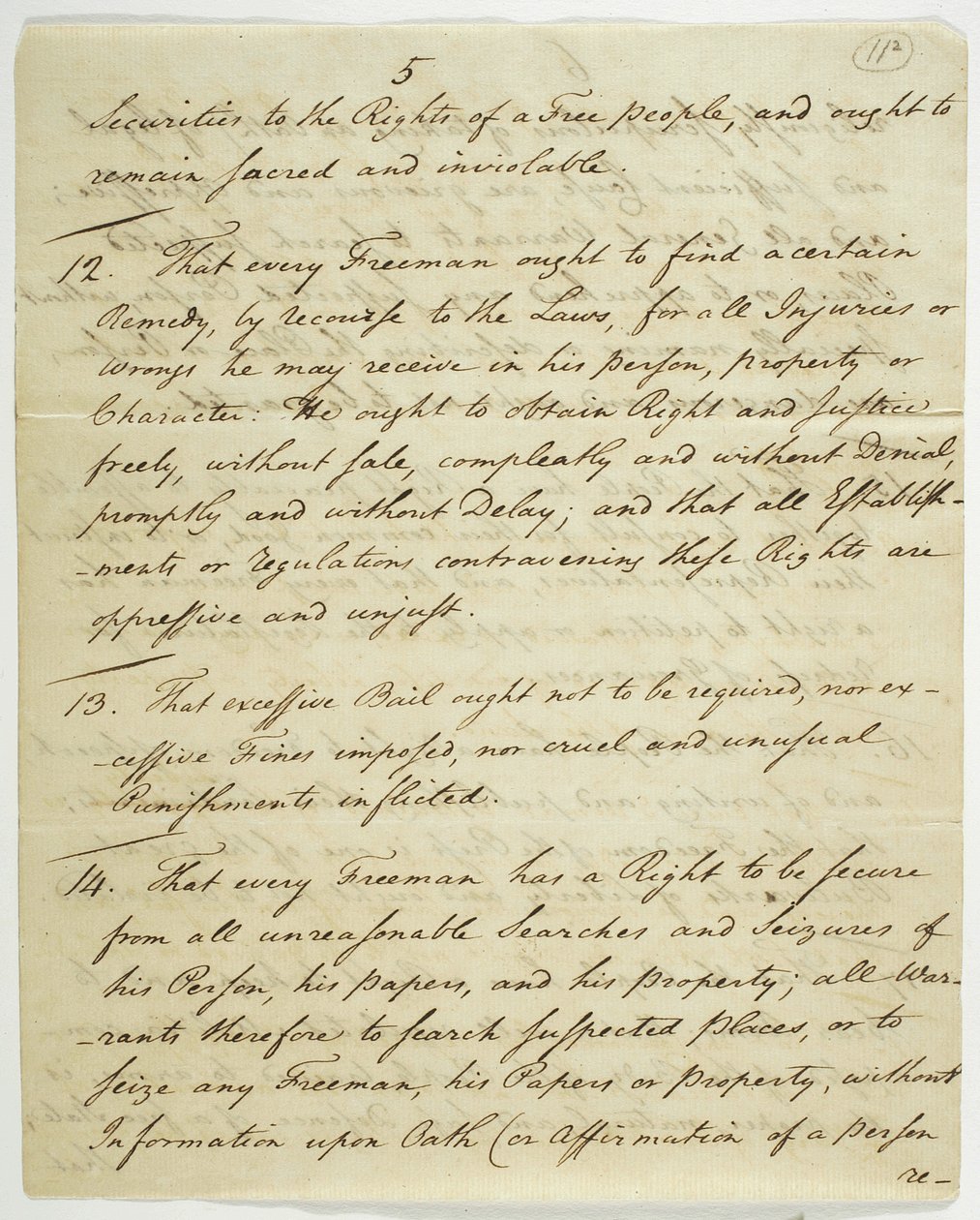 The Bill of Rights, kopia undertecknad i Federal Hall, 1789 (bläck på papper) av American School