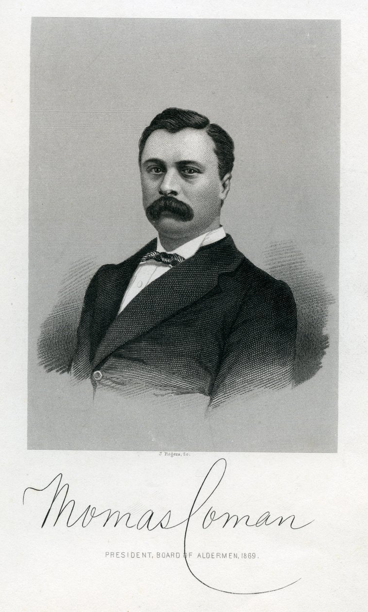 Thomas Coman, graverad av J. Rogers, 1869 av American School