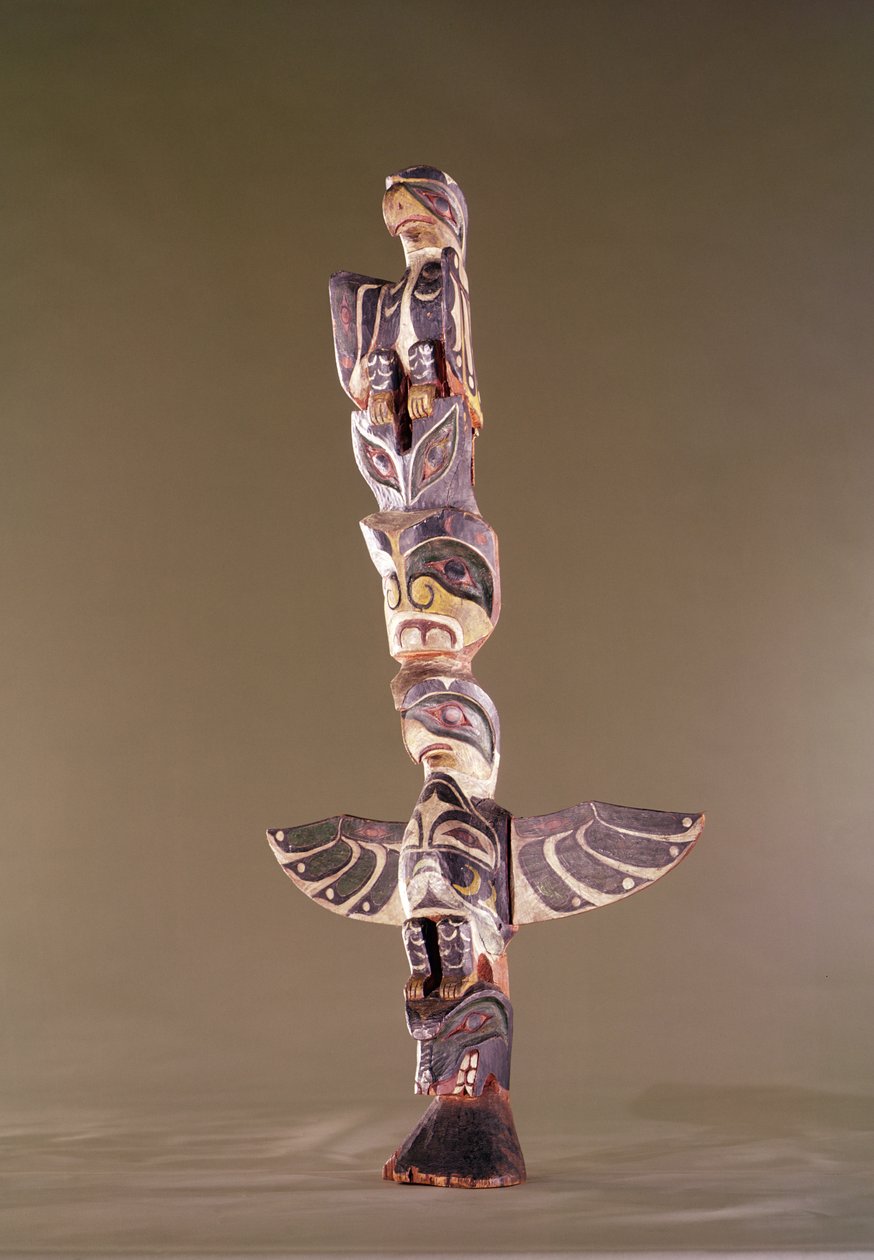 Tlingit Bird Clan totempåle (målat trä) av American School
