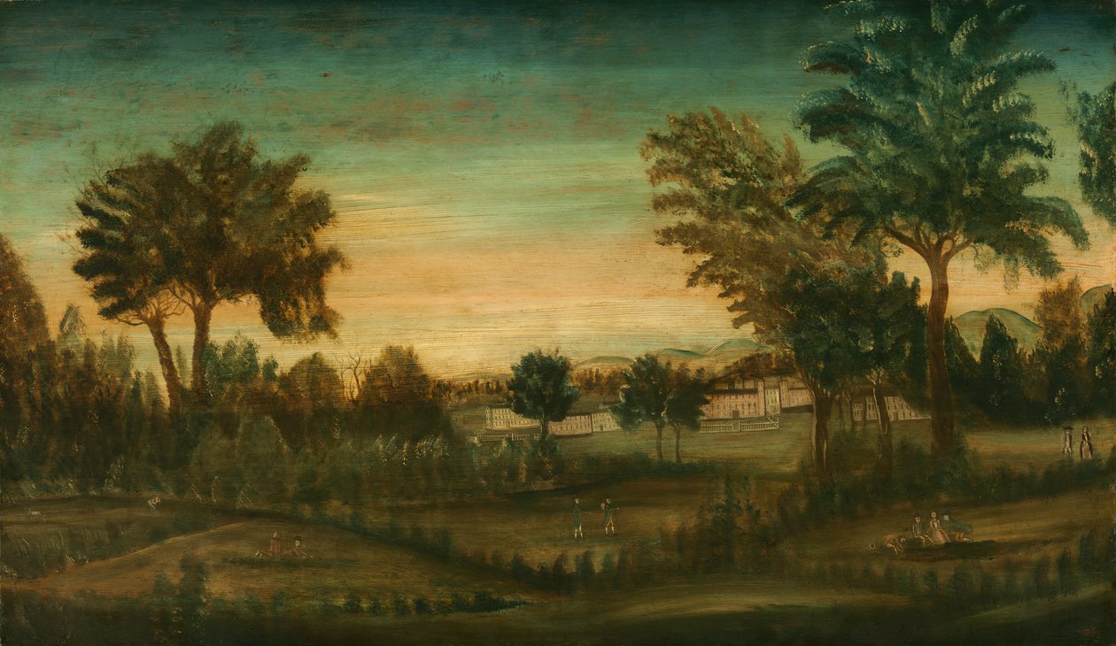Landskap med byggnader av American 18th Century