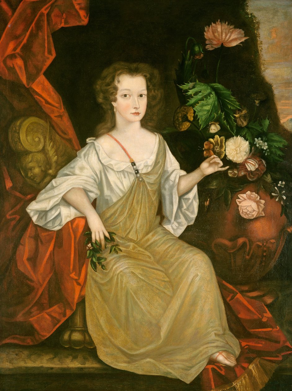 Ung kvinna med en fjäril av American 18th Century