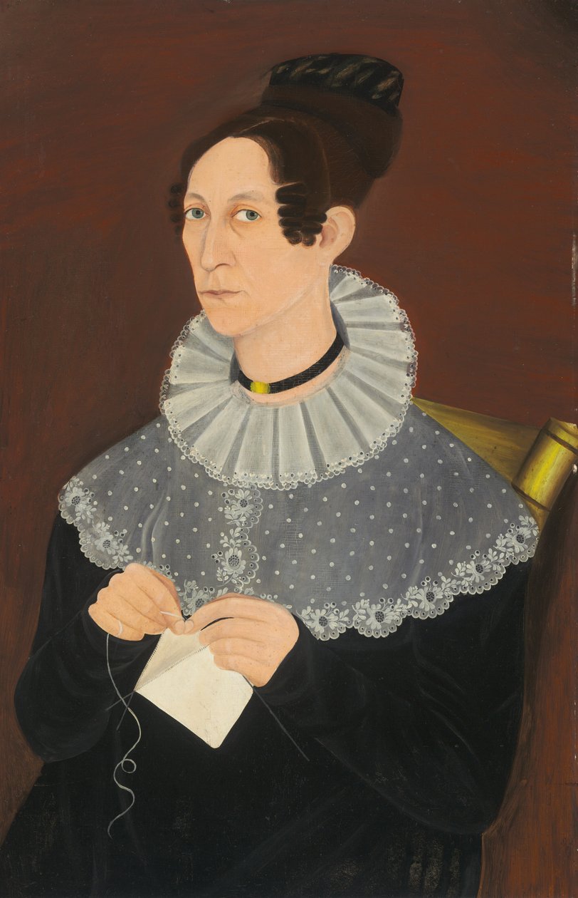 Förmodligen Sarah Cook Arnold Knitting av American 19th Century