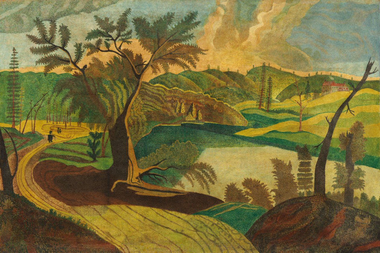 Stiliserat landskap av American 19th Century